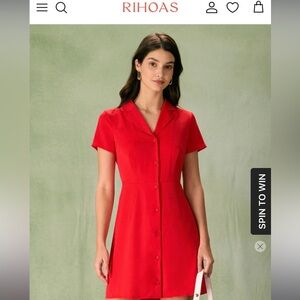 NWT!! The Red Lapel Button Mini Dress
